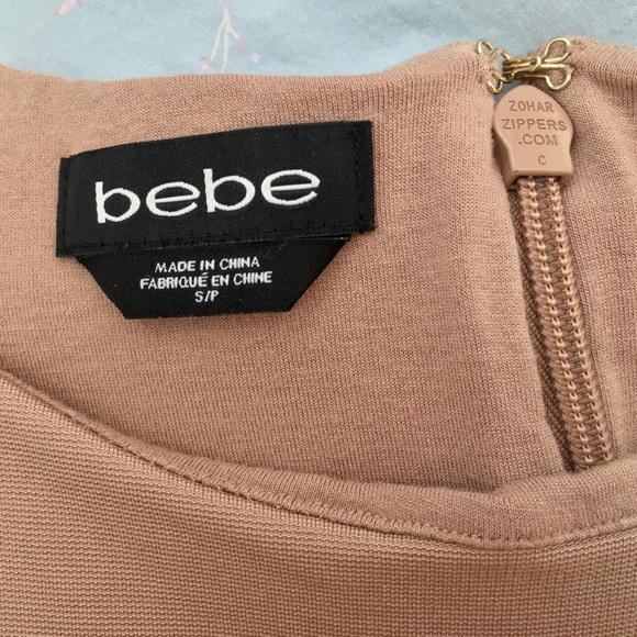 Bebe Bodycon Cocktail Dress w/ Lace, Size S, Taupe/Beige - Picture 9 of 12